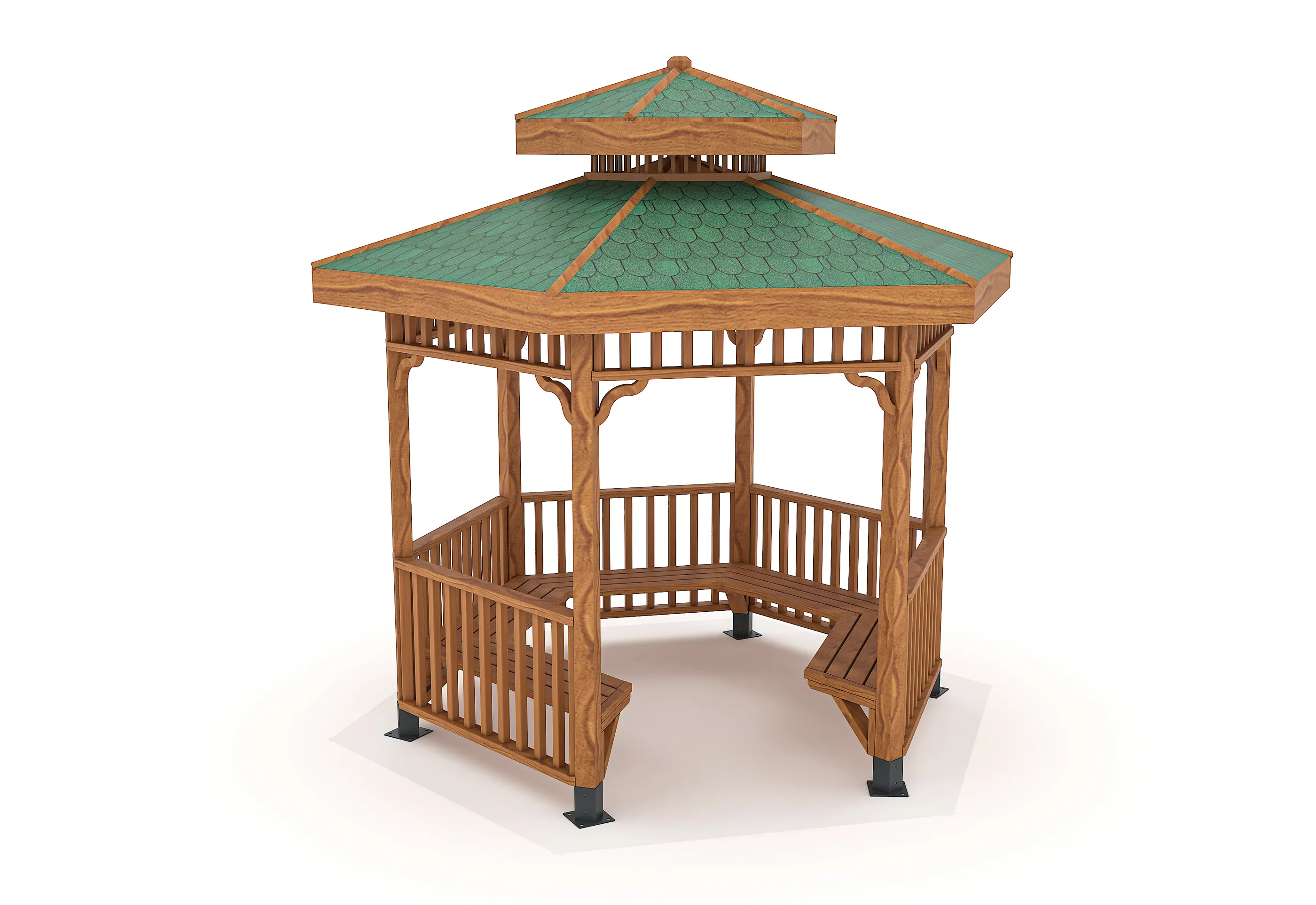 AKA001 - 3X3 HEXAGONAL WOODEN GAZEBO