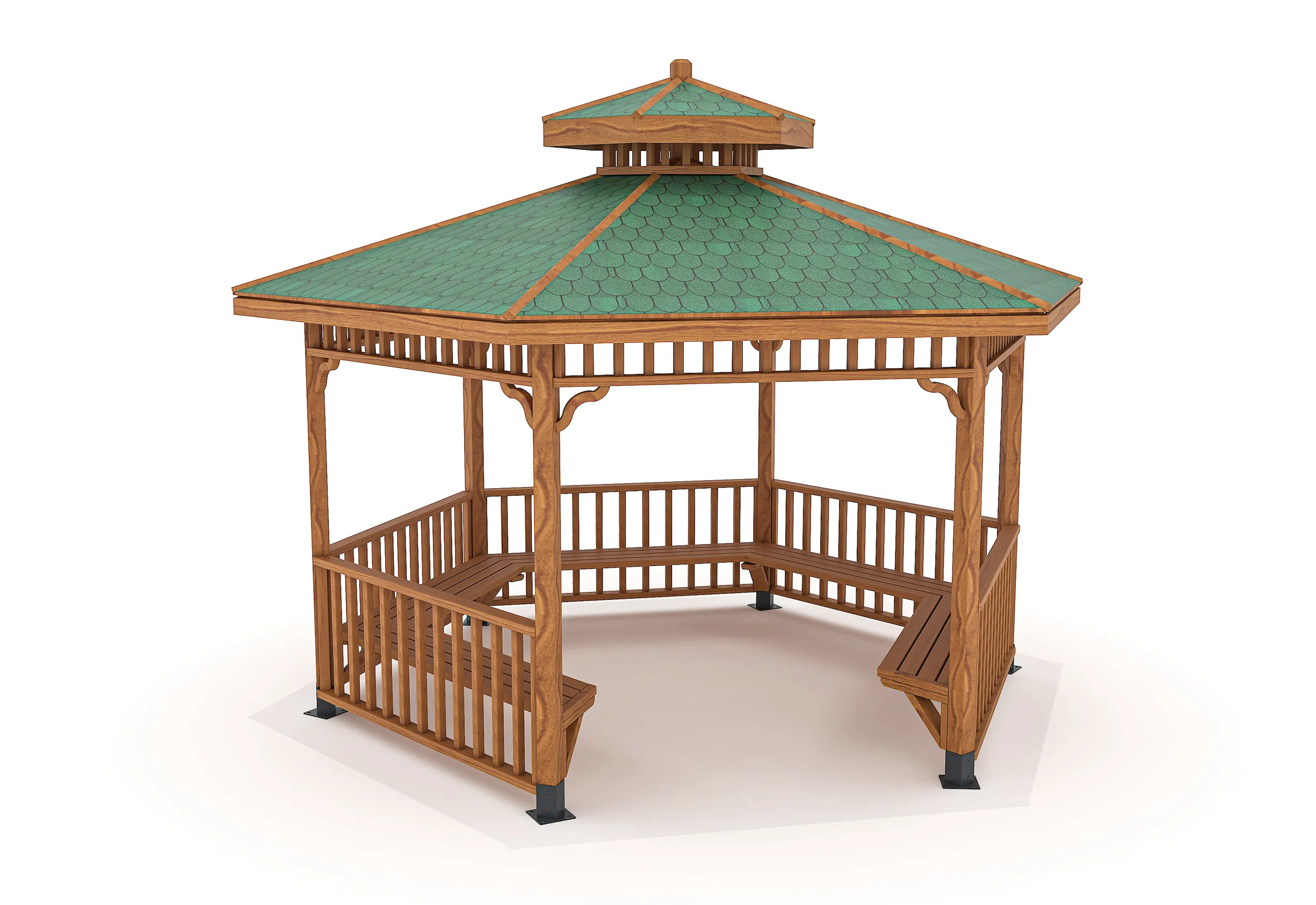 AKA002 - 4X4 HEXAGONAL WOODEN GAZEBO