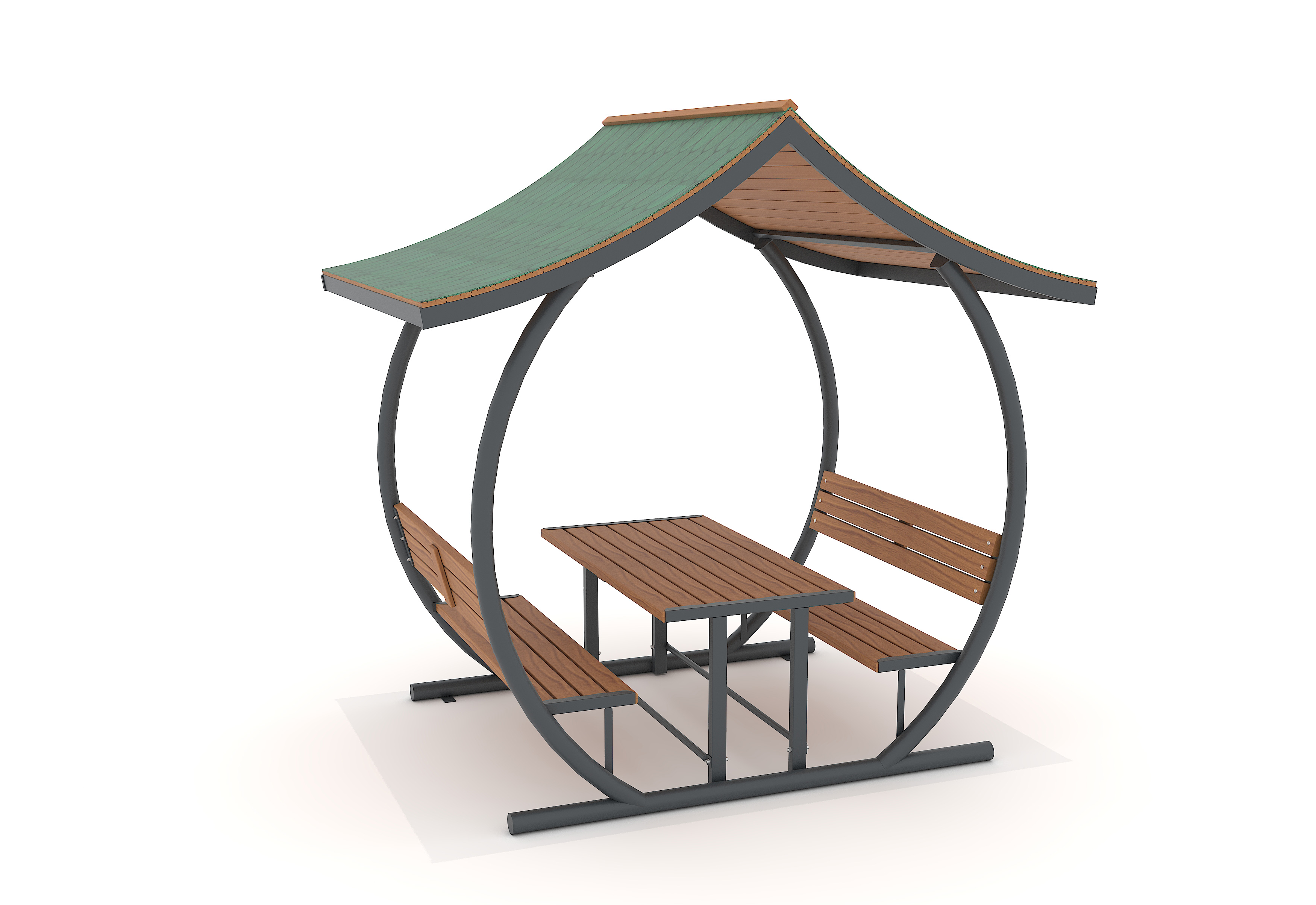 MPM006 - ROOFED METAL PICNIC TABLE