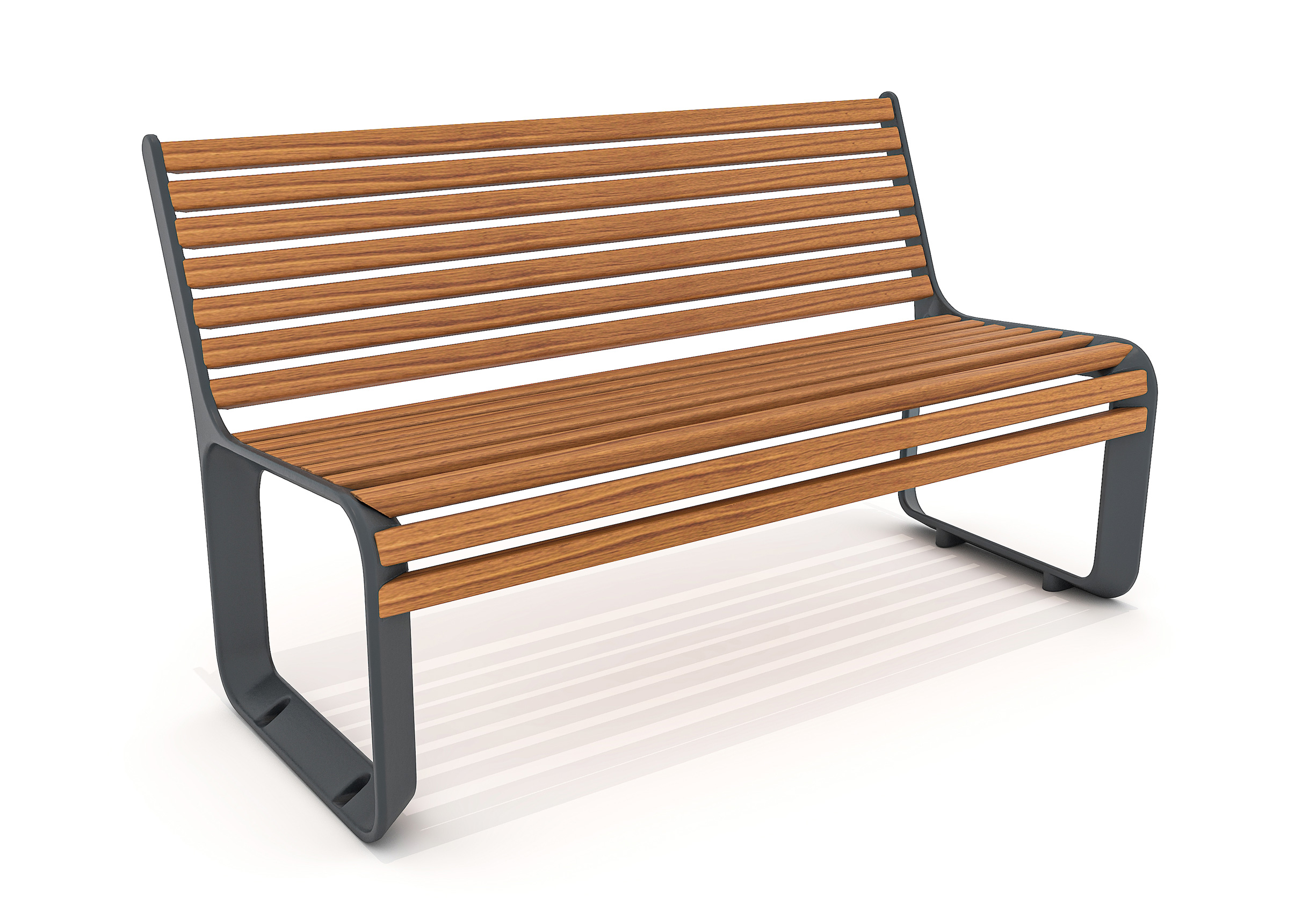 DOB004 - WOODEN BENCH WITH BACKREST AND CAST IRON LEGS