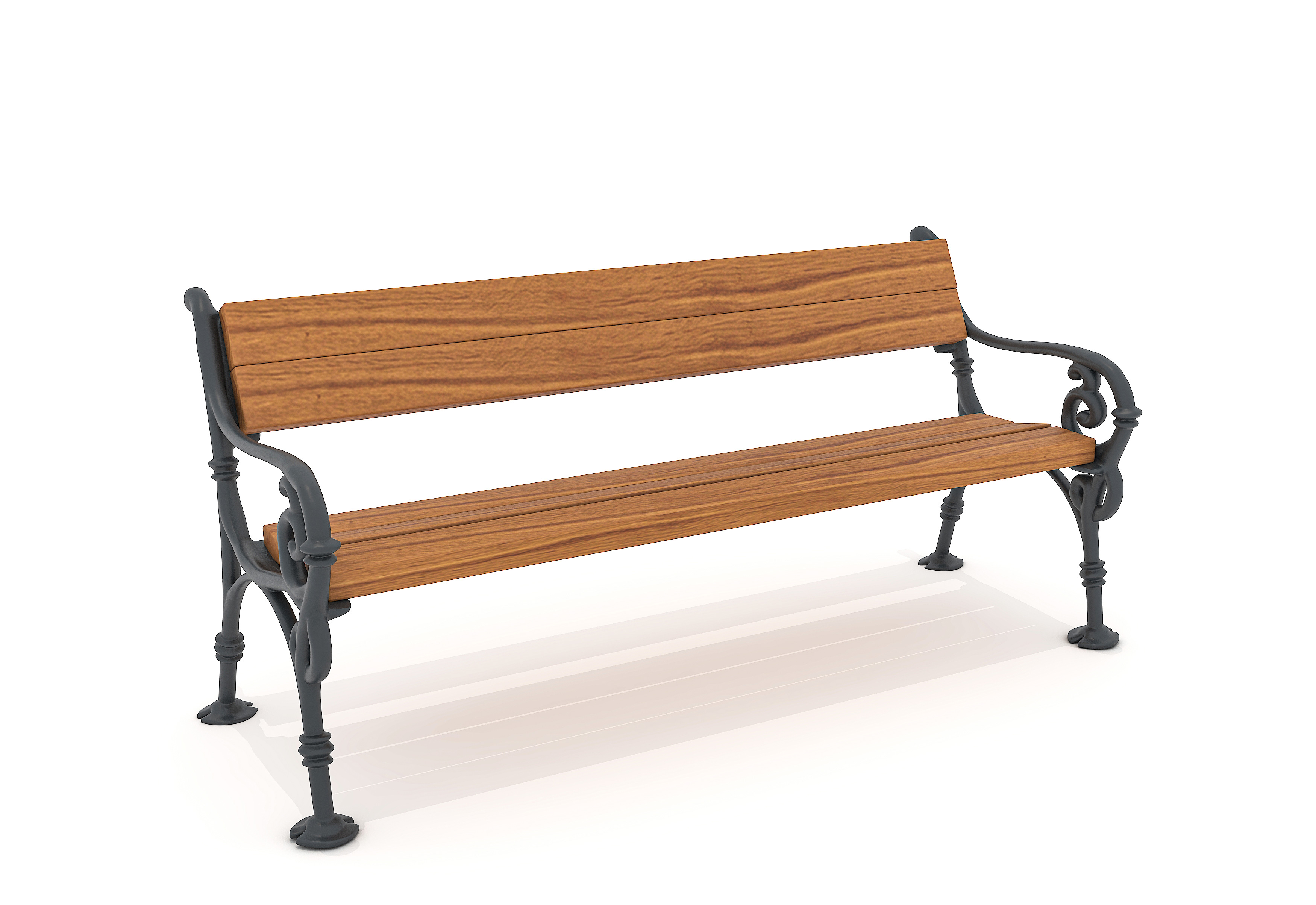 DOB005 - WOODEN BENCH WITH BACKREST AND CAST IRON LEGS