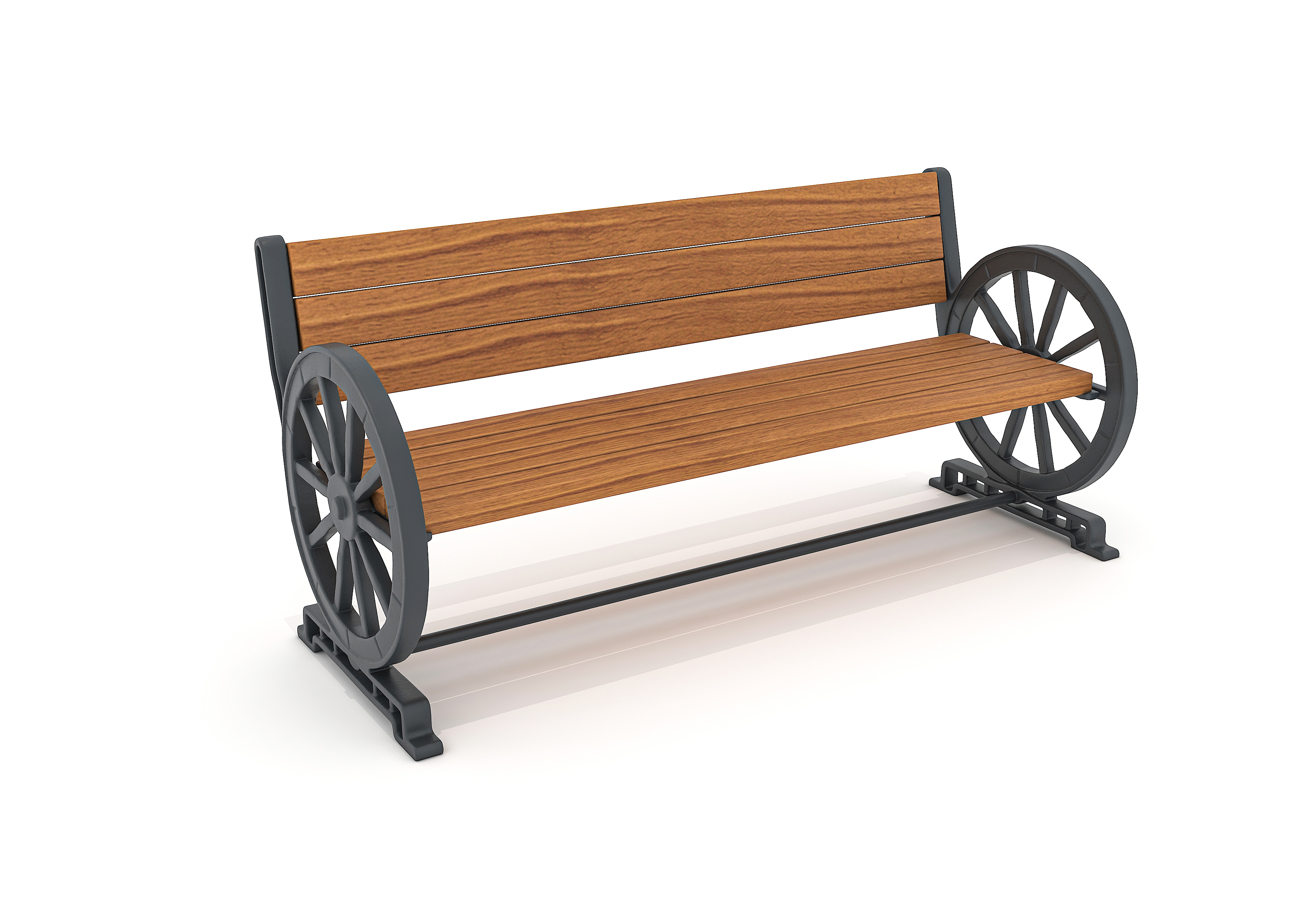 DOB006 - WOODEN BENCH WITH BACKREST AND CAST IRON LEGS